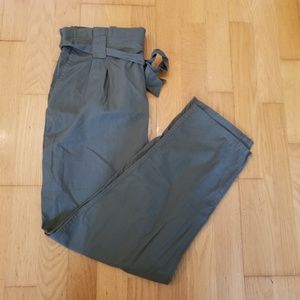 Kiss + Cry Army Green Paper Bag Waist Pants